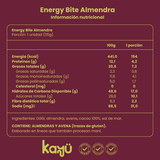 18 Energy Bite Almendra